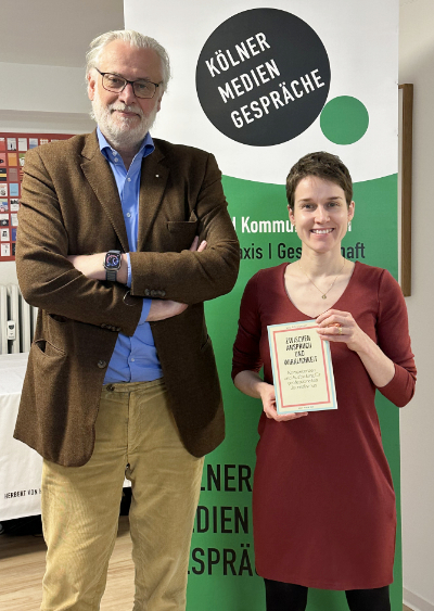 Autorin Vera Katzenberger mit Verleger Herbert von Halem.